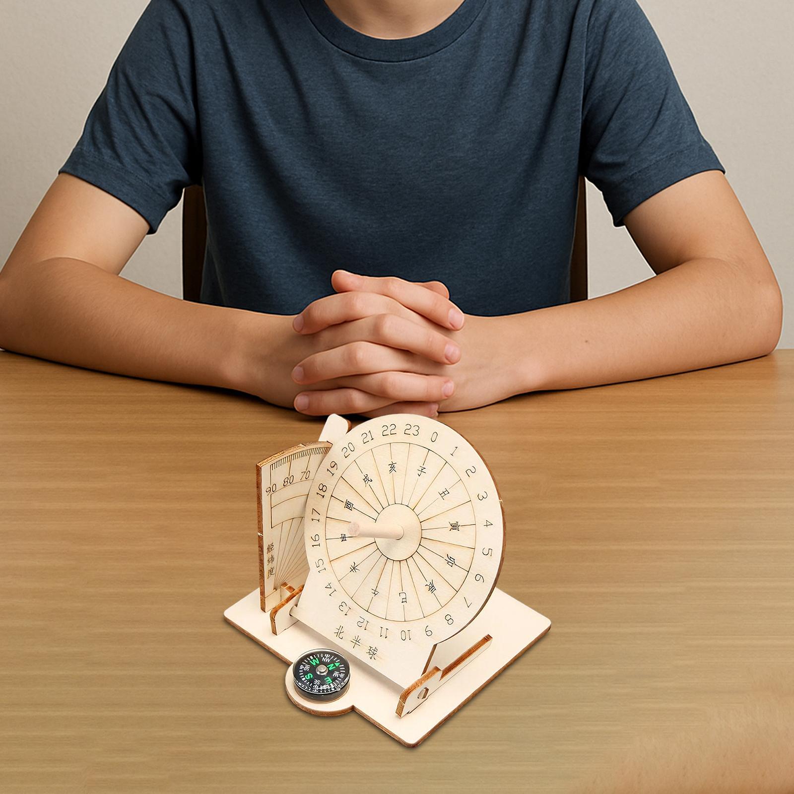 Science Diy Model - Houten zonnewijzerklokmodel DIY-montagekit Educatief oud timer-wetenschapsspeelgoed