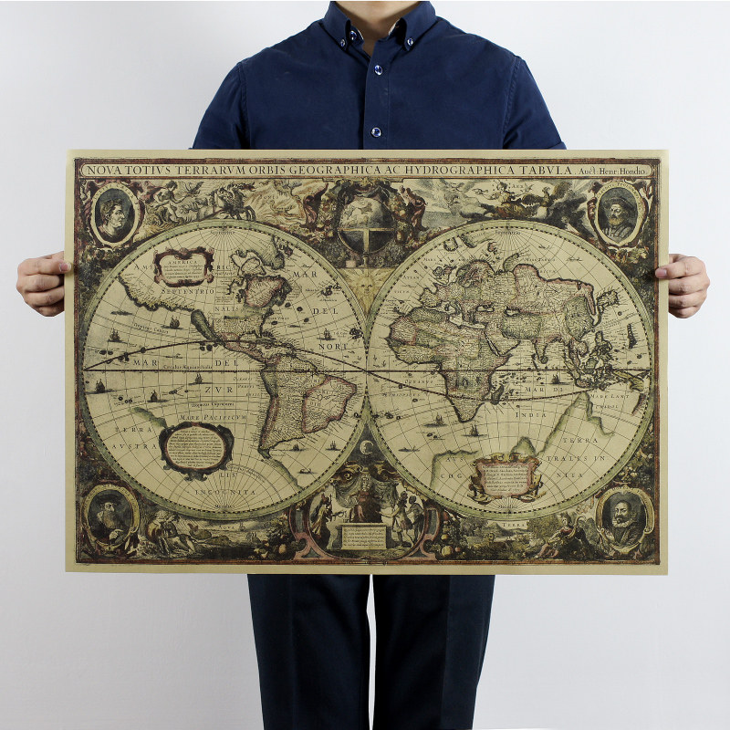 Star Map Poster - 1641 oude nautische grafiek wereldkaart aardekaart