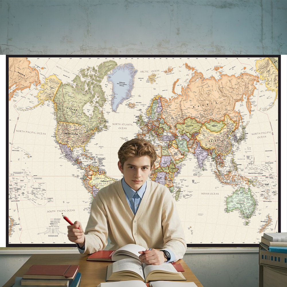 Star Map Poster - 127x81 cm/50x32 inch Vintage Wereldkaart Poster