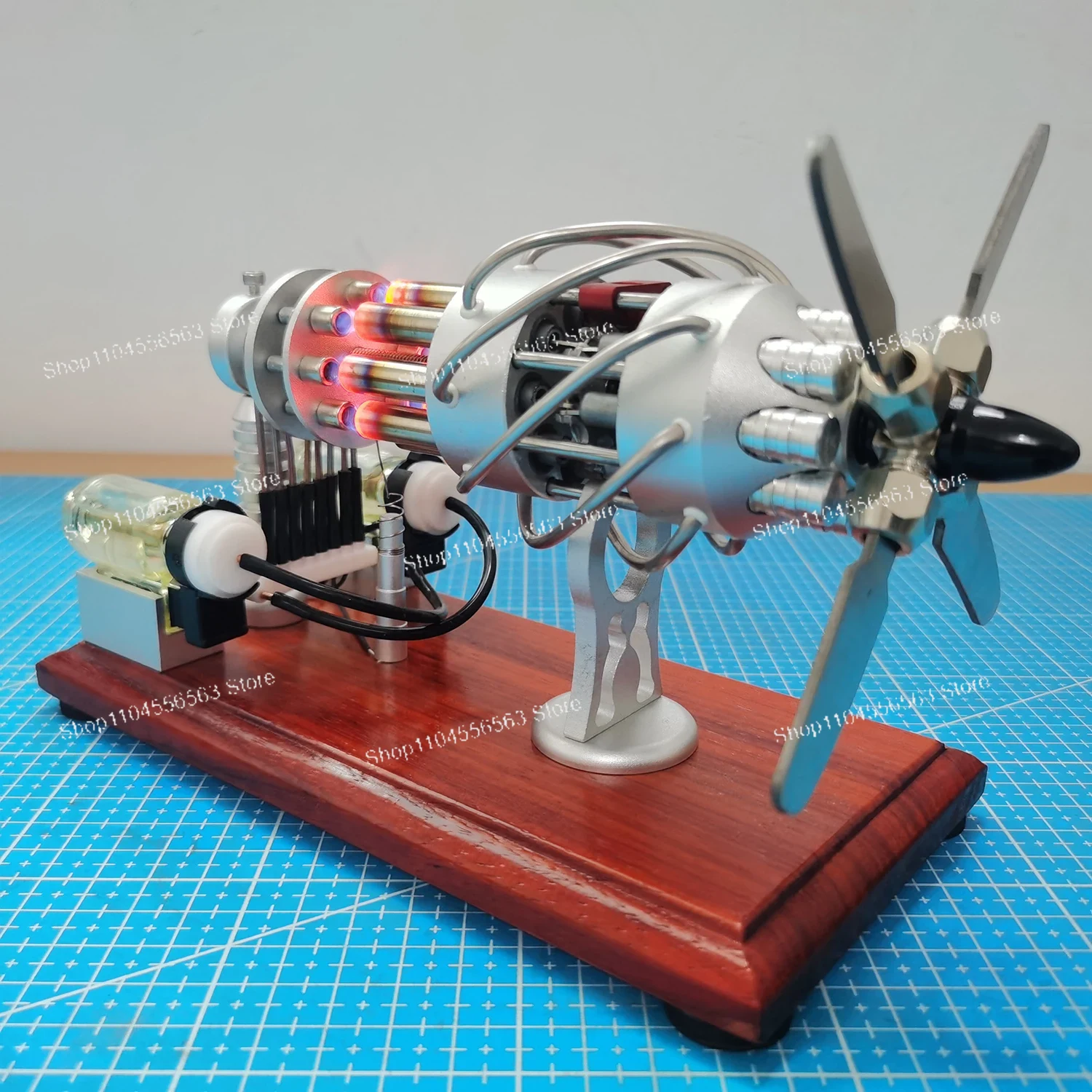 Science Toy - Hetelucht 16-cilinder Stirling-motormodel met dubbele luchttanks,