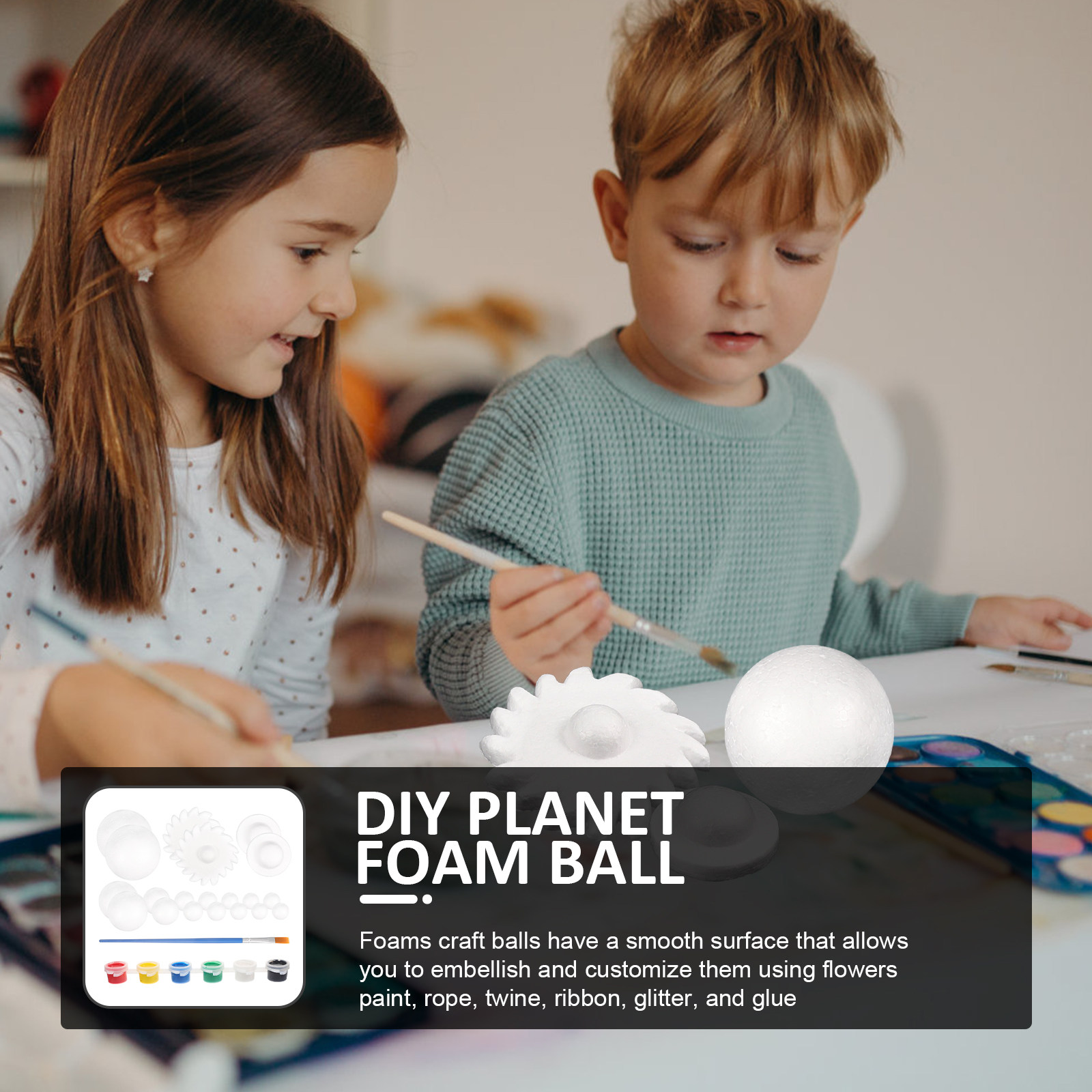 Science Project Diy - 2 sets doe-het-zelf zonnestelsel schuimballen polystyreen