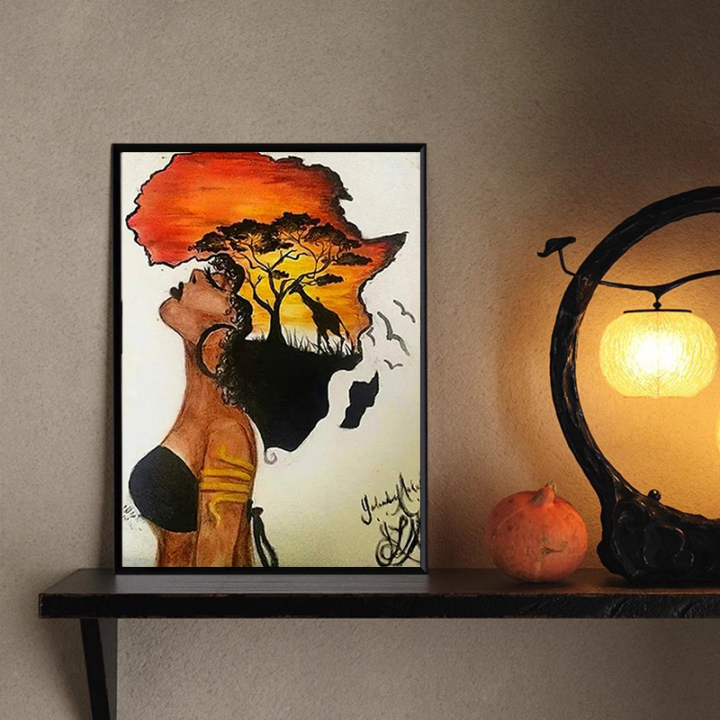 Star Map Poster - Klassieke Afrikaanse Vrouw Posters Abstract Africa